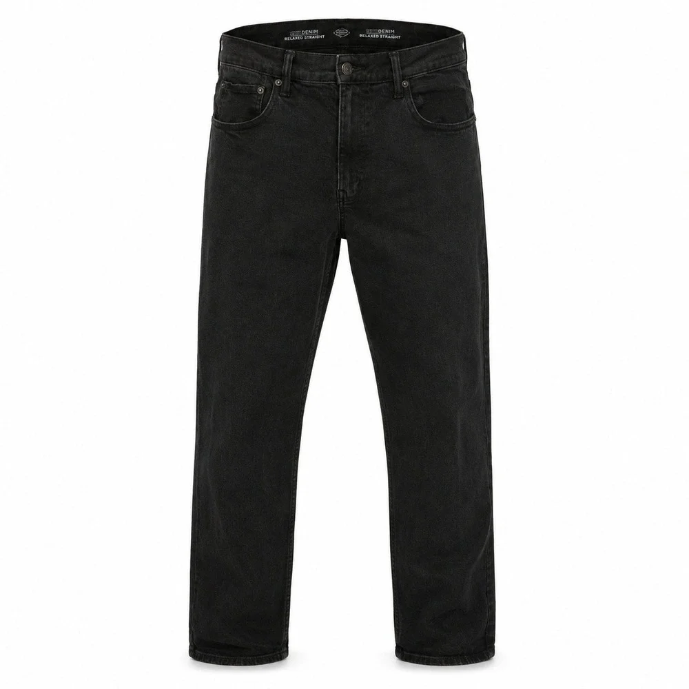 St. John's Bay Relaxed Straight Jeans Mens 38x32 Black Comfort Stretch Denim